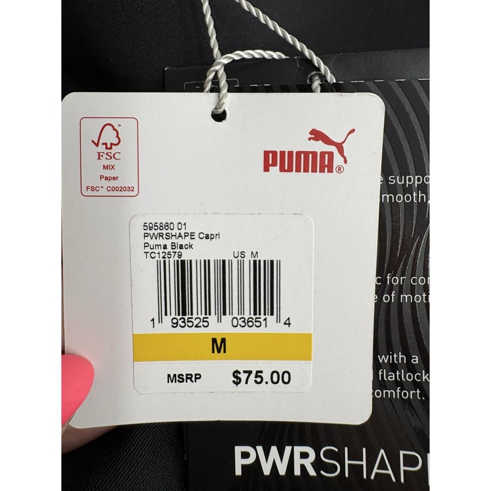 Puma PWRSHAPE Capri Pants Womens M Black Stretch Golf DryCELL High Rise Gym Yoga